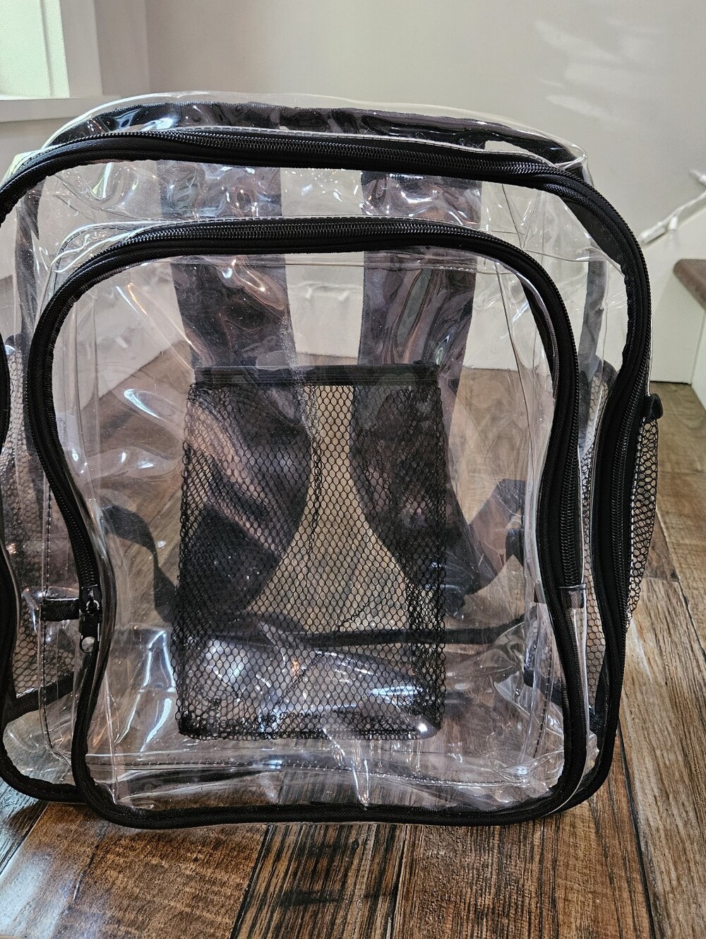 Clear PVC Large Backpack with Black Trim - Transparent School & Travel Bag